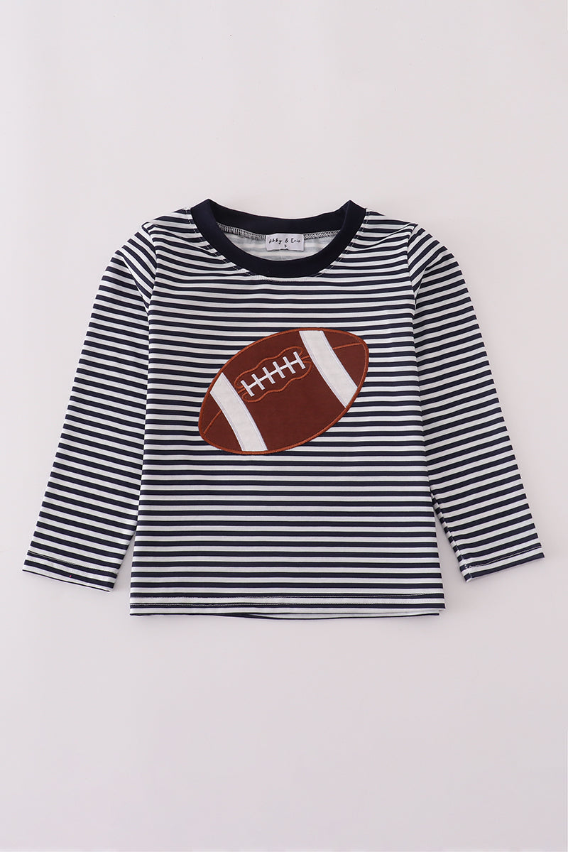 Boys Navy Football Appliqué Top