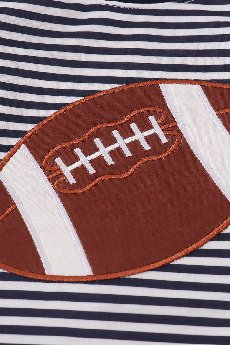 Boys Navy Football Appliqué Top