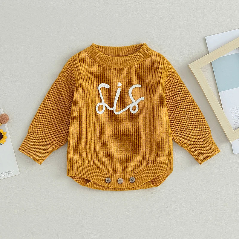 Girls Sis Knit Sweater Button Onesie