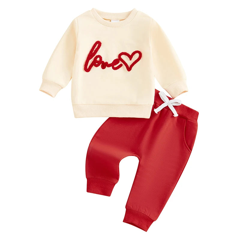 Boys Embroidered Love Sweatshirt Pant Set