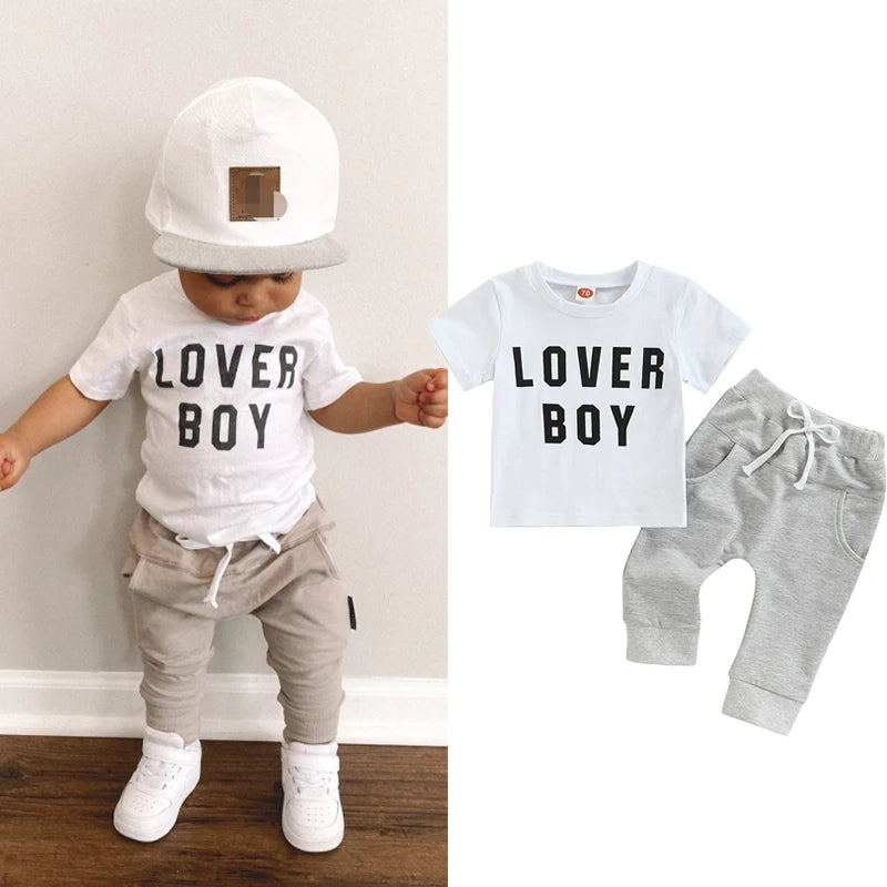 Boys Lover Boy Block Print Jogger Set