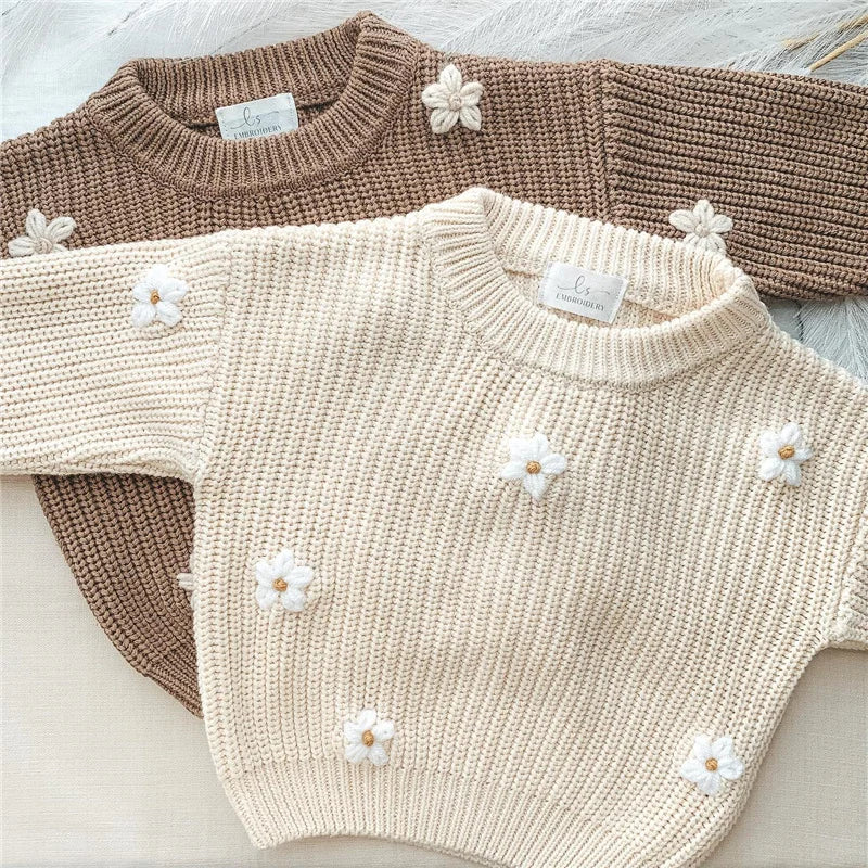 Girls Flower Knit Sweater