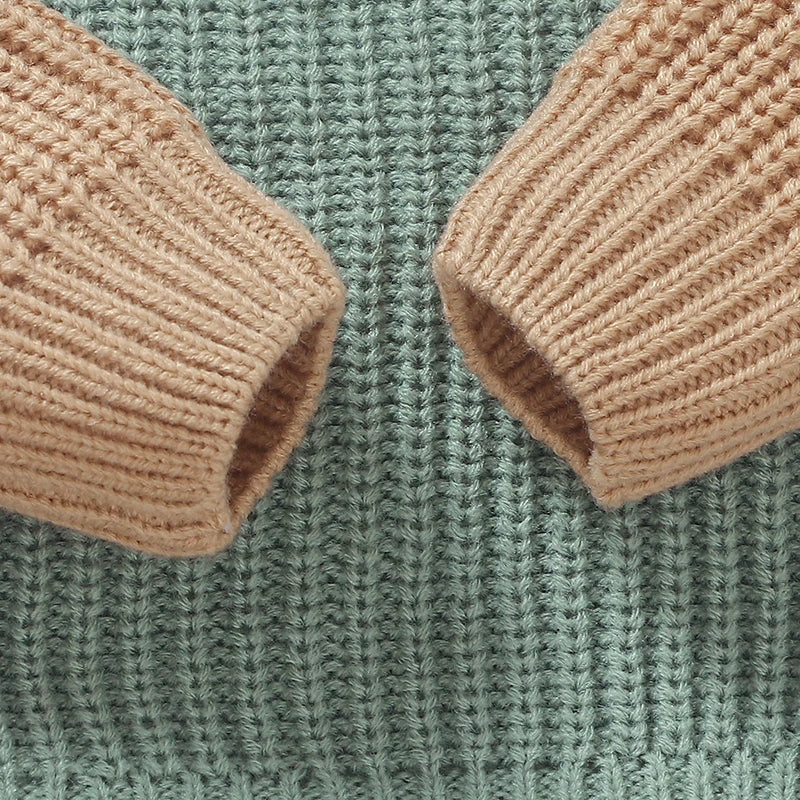 Girls Contrast Color Knit Sweater