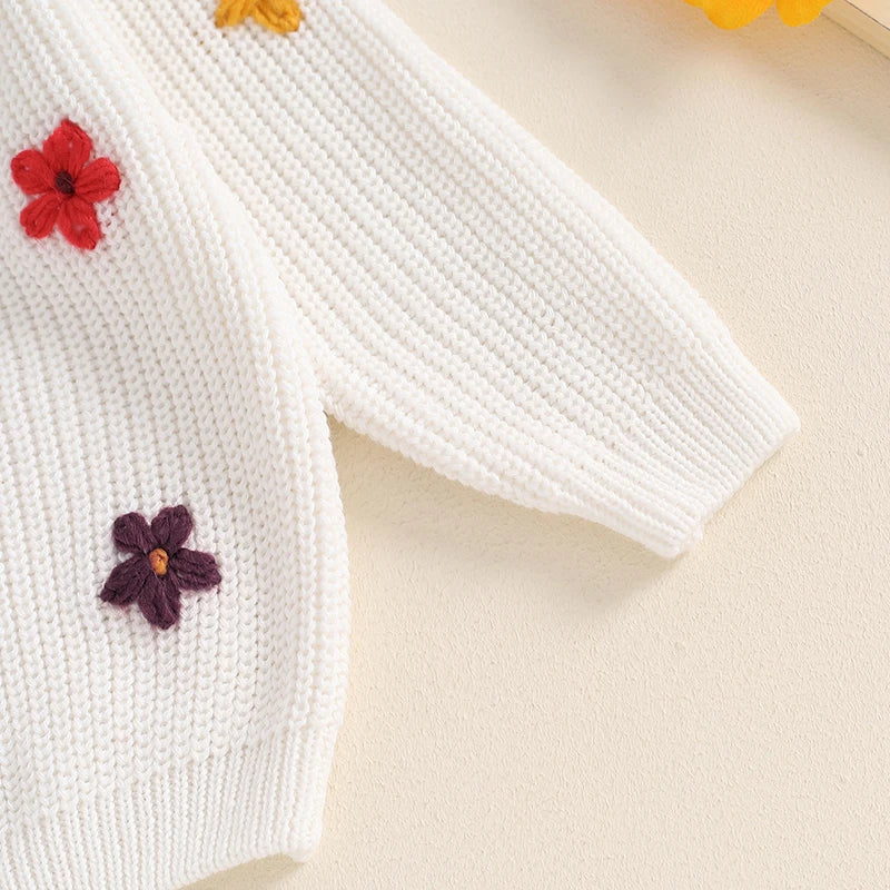 Girls Flower Knit Sweater