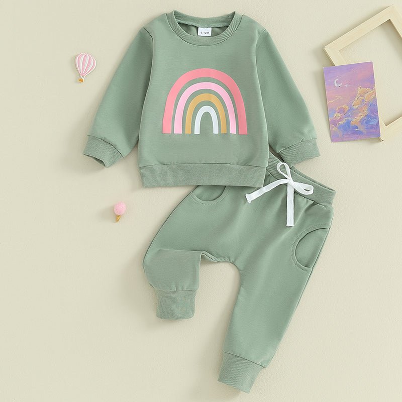 Girls Rainbow Sweatshirt Pant Set