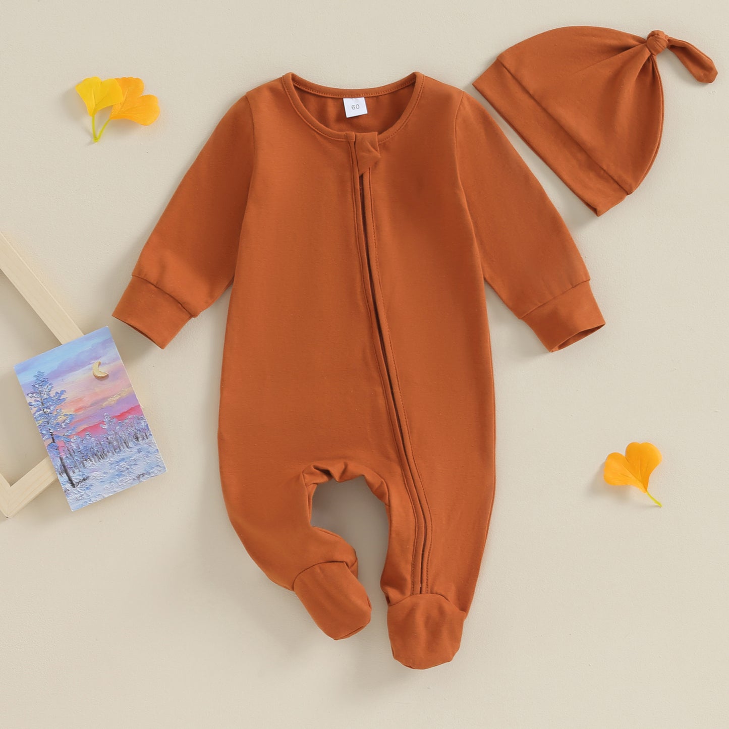 Full Zip Pajama Hat Set, Unisex
