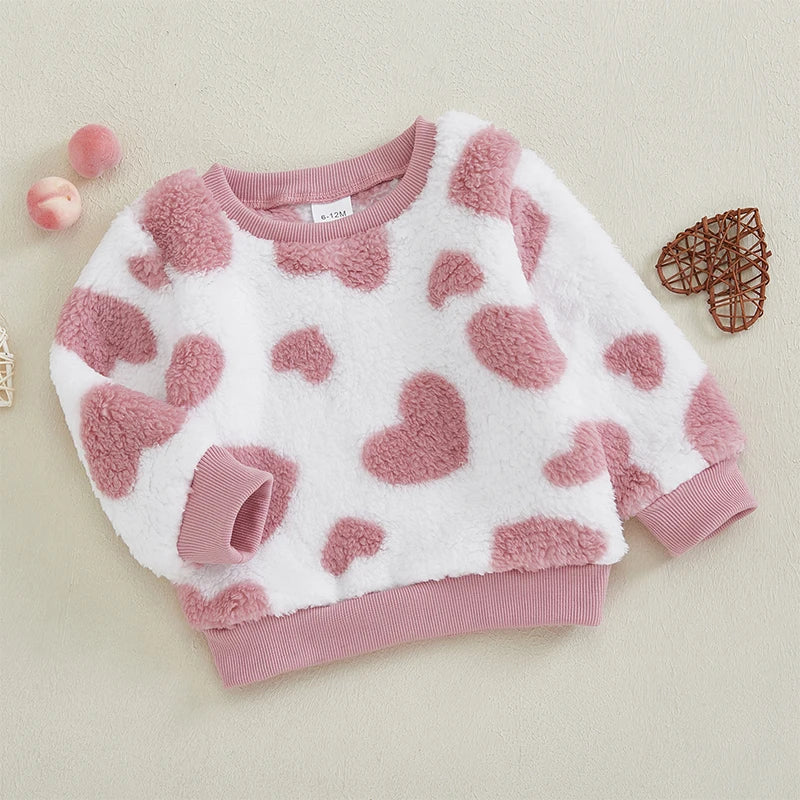 Girls Plush Heart Sweatshirt
