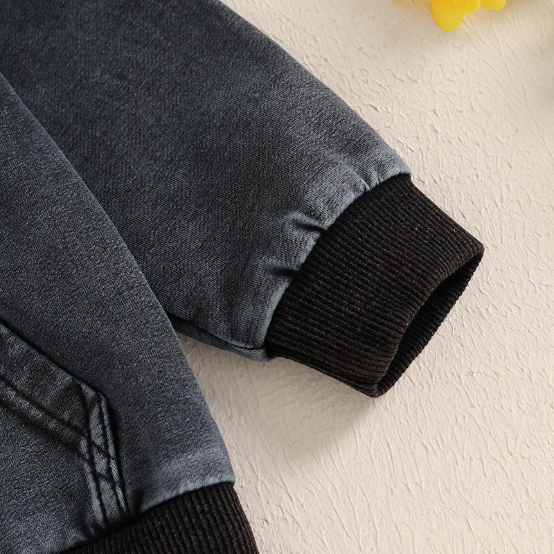 Black Denim Pocket Hoodie & Pant Set