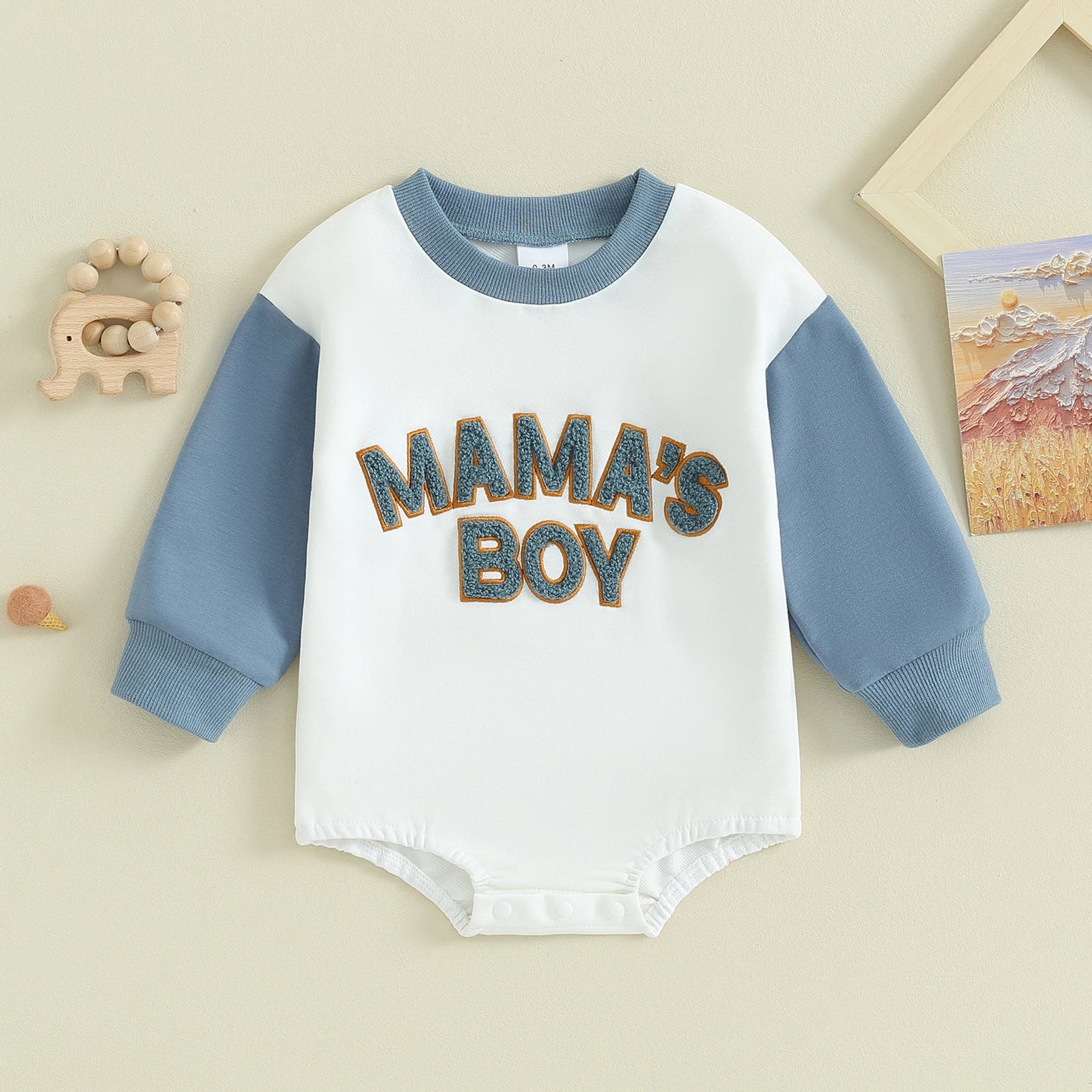 Boys Mama's Boy Embroidered Bubble