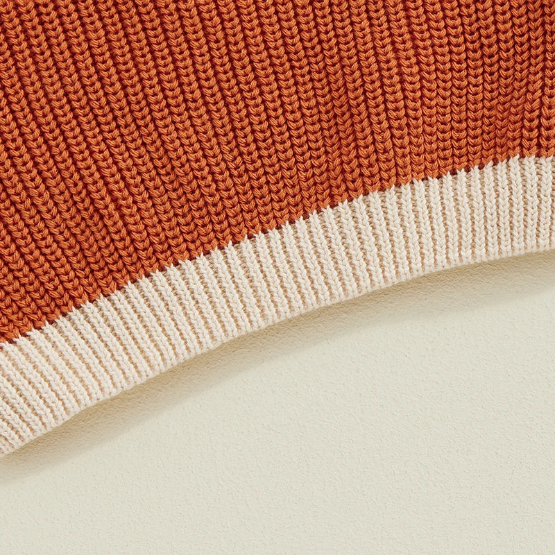 Little Pumpkin Embroidered Script Contrast Knit Sweater, Unisex