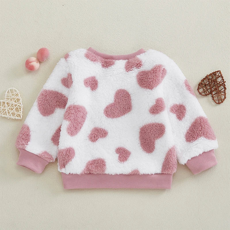 Girls Plush Heart Sweatshirt