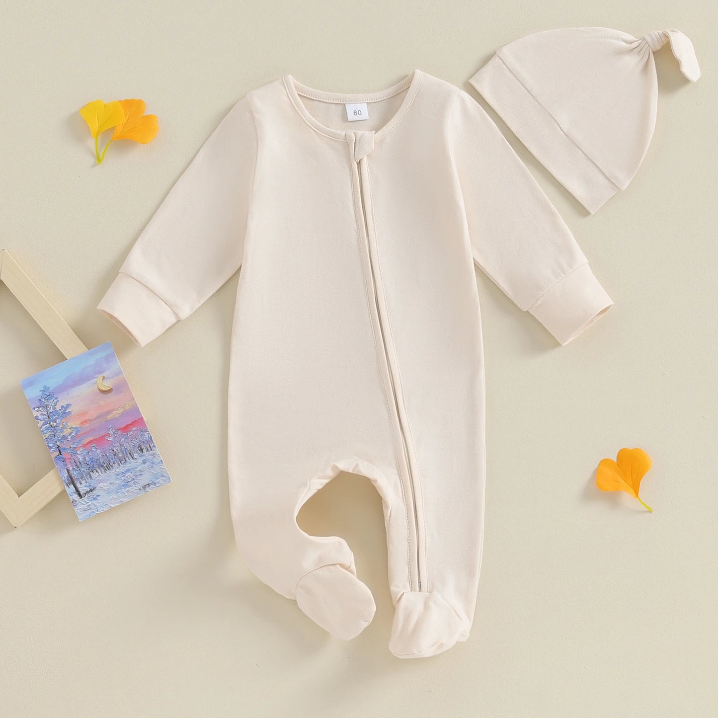 Full Zip Pajama Hat Set, Unisex