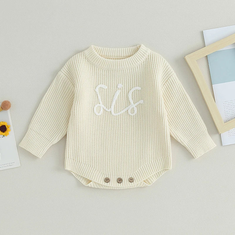 Girls Sis Knit Sweater Button Onesie