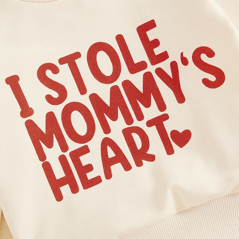 Boys "Stole Mommy's Heart" Print Sweatshirt Pant Set