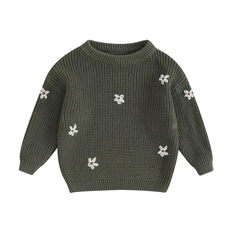 Girls Flower Knit Sweater