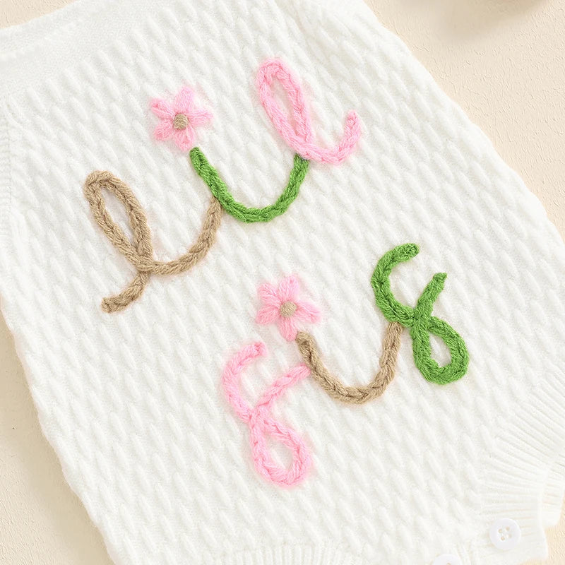 Girls Knit Embroidered Lil Sis Onesie