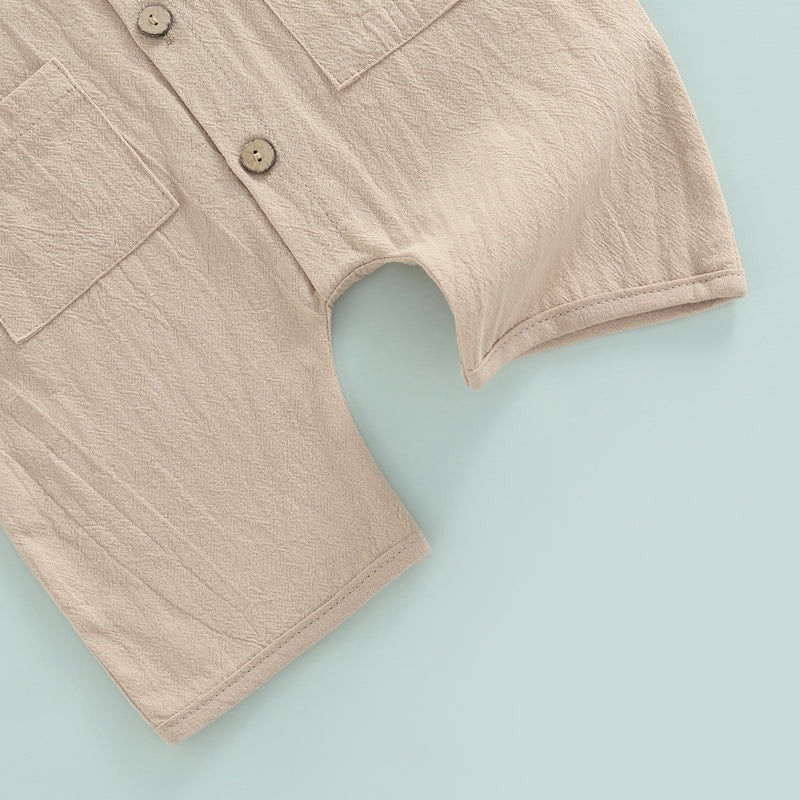 Sleeveless Pocket Button Romper, Unisex