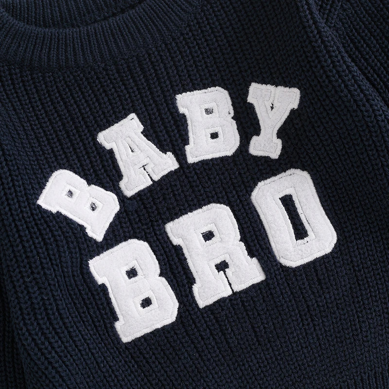 Baby Bro Embroidered Knit Sweater