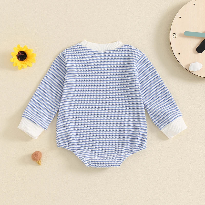 Boys Waffle Knit Striped Bubble