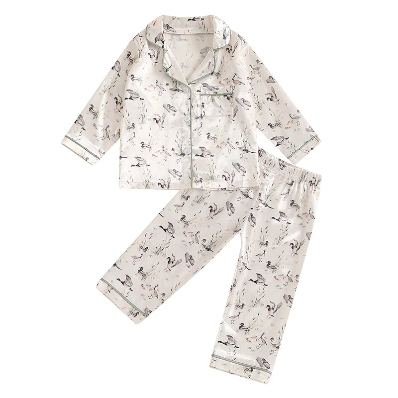 Duck Wetlands Collared Button Pajamas, Unisex