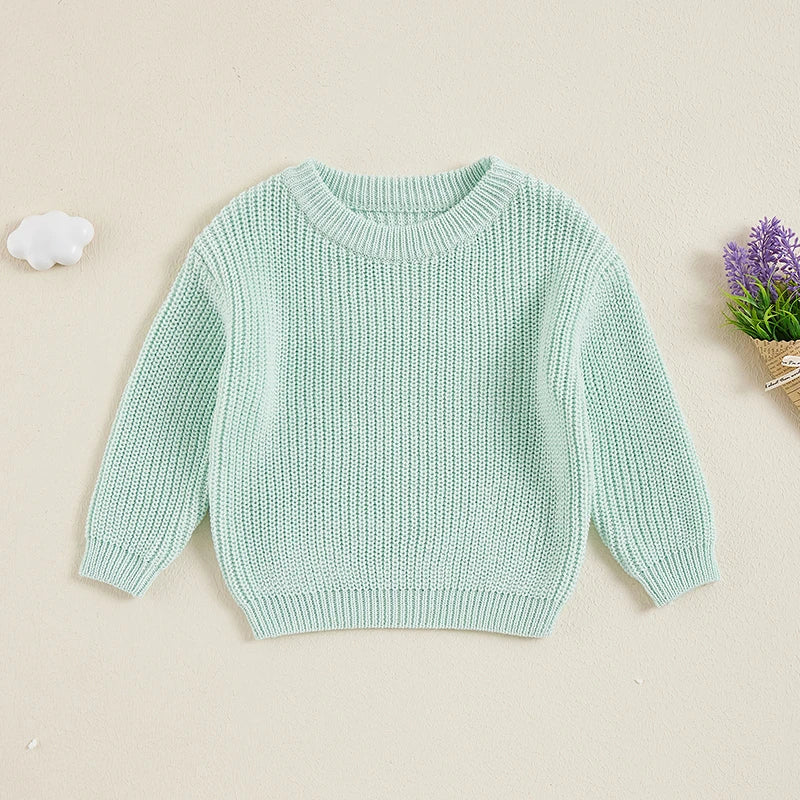 Girls Casual Solid Knit Sweater