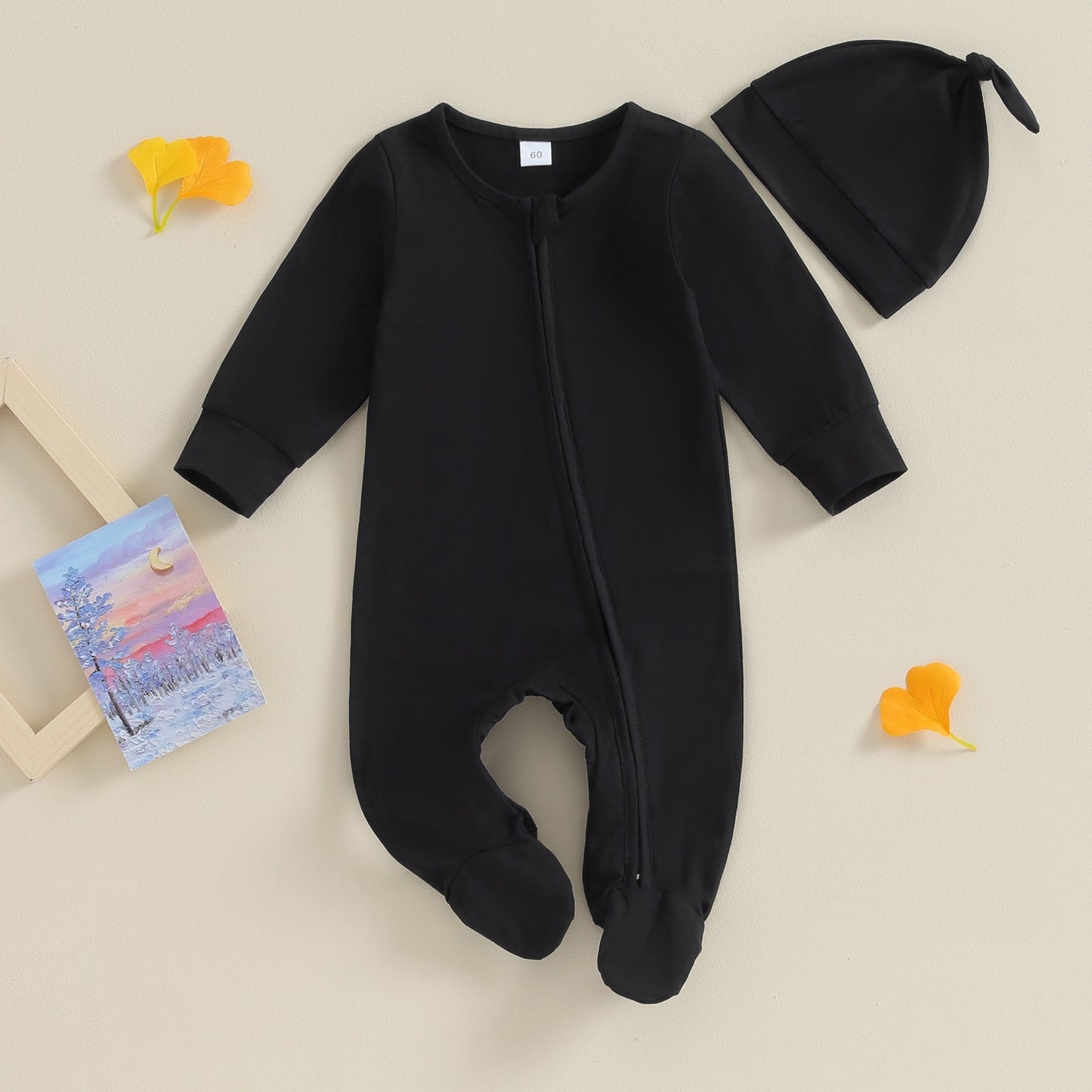 Full Zip Pajama Hat Set, Unisex