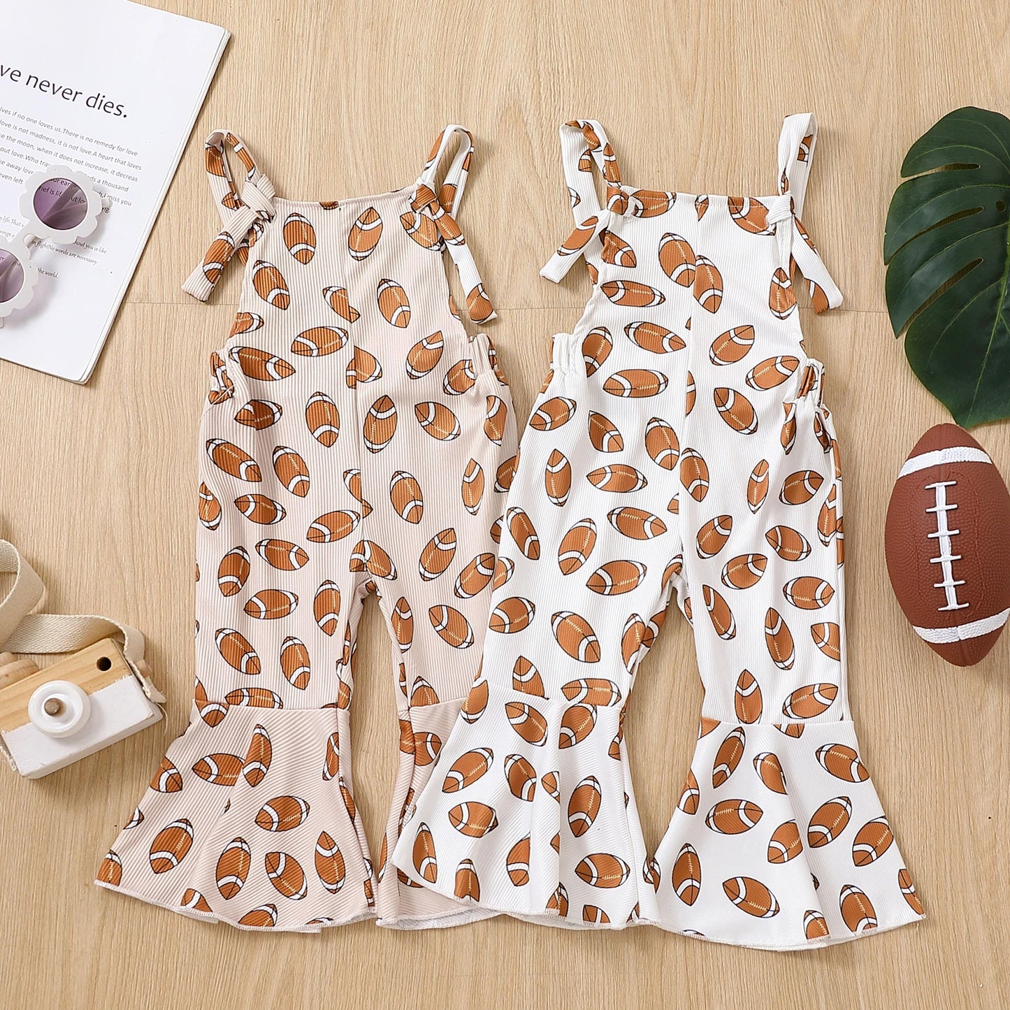 Girls Football Print Flared Romper