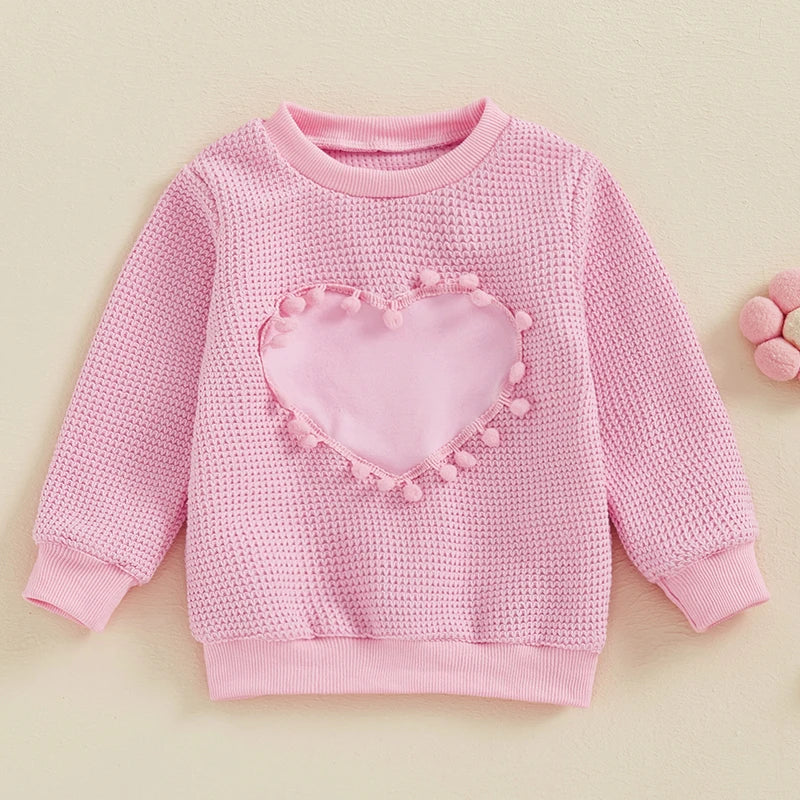 Girls Waffleknit Heart Shirt