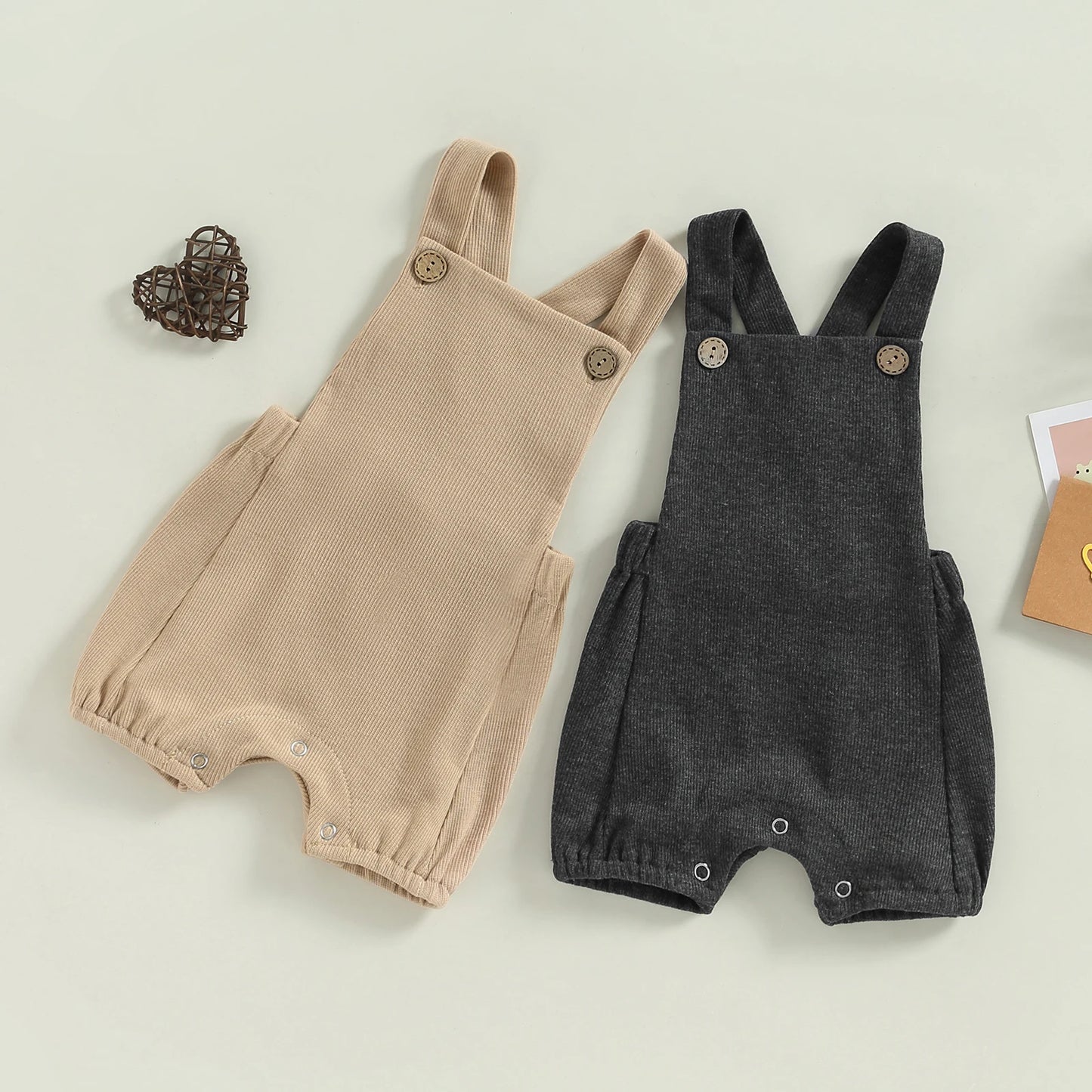 Ribbed Button Shortall, Unisex