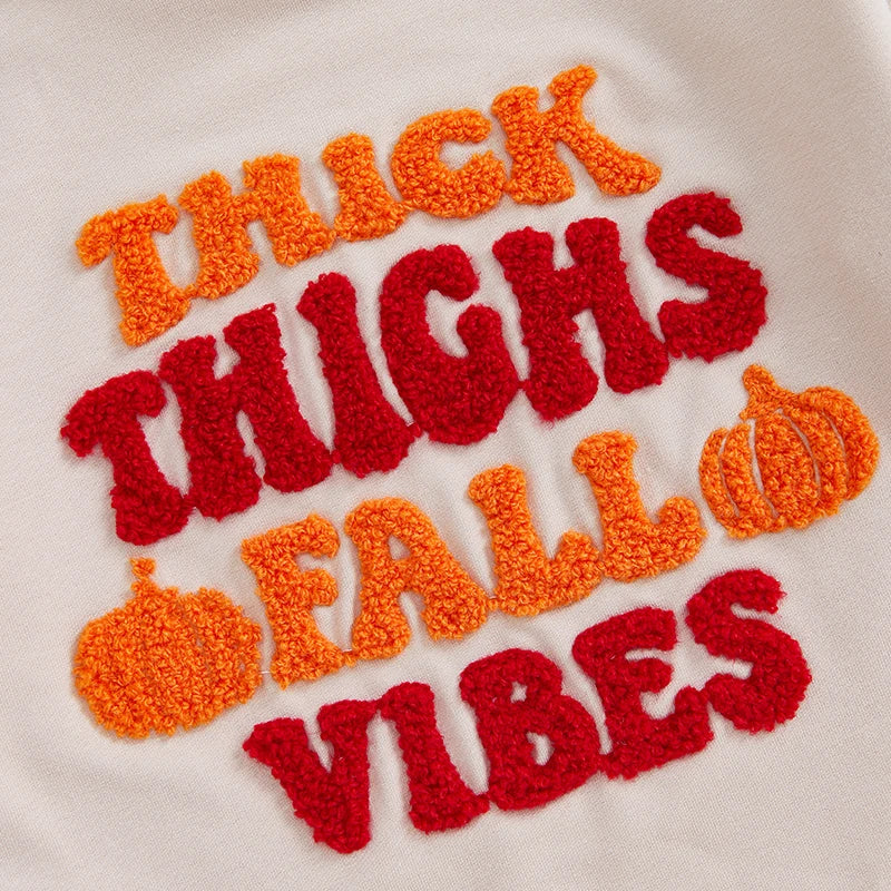 Thick Thighs Fall Vibes Pumpkin Embroidered Bubble, Unisex