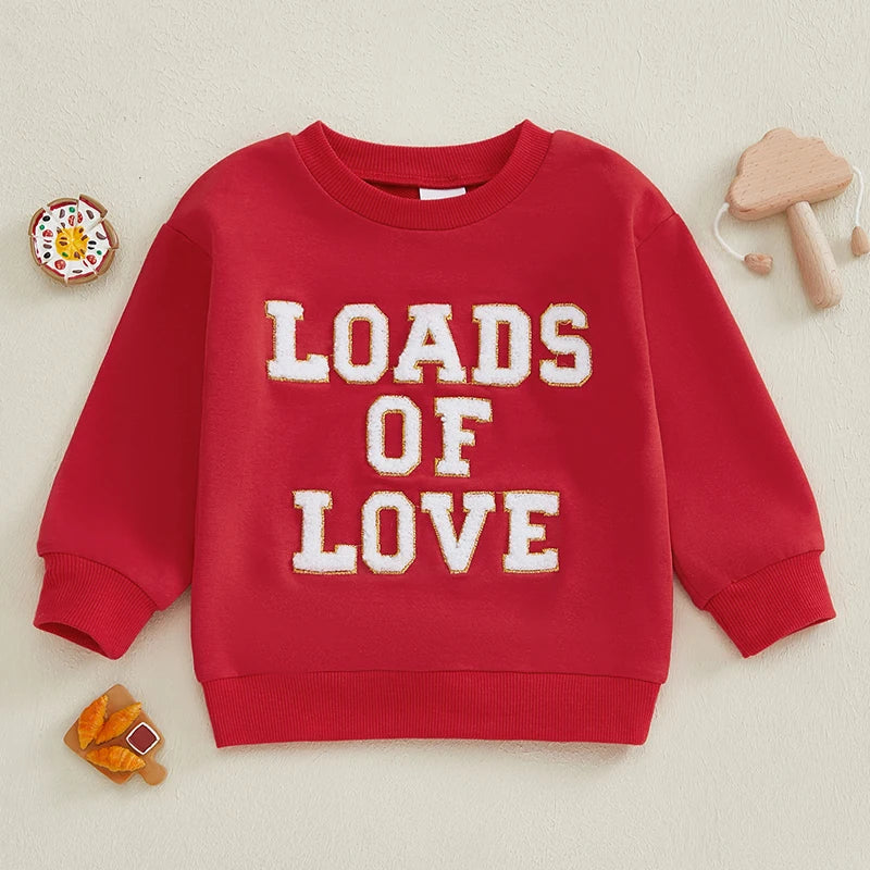 Boys Embroidered "I Dig You" or "Loads of Love" Sweatshirt