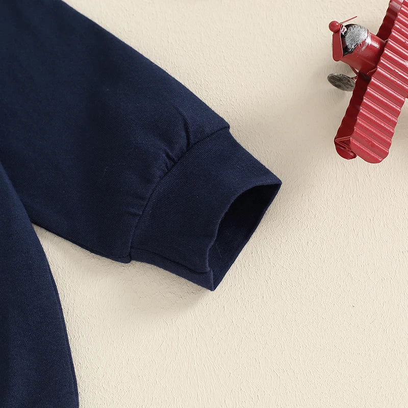 Boys Firetruck Embroidered Long Sleeve Outfit