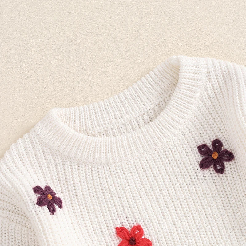 Girls Flower Knit Sweater
