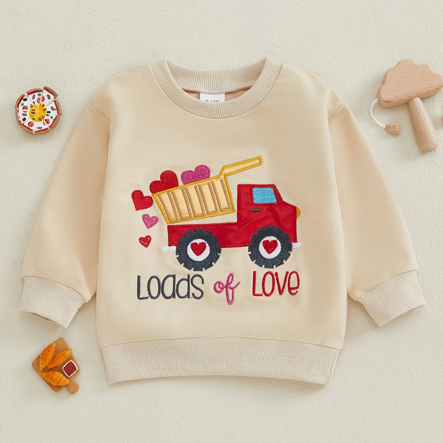 Boys Embroidered "I Dig You" or "Loads of Love" Sweatshirt