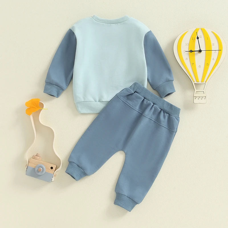Boys Steal Your Snacks Color Contrast Sweatshirt Pant Set