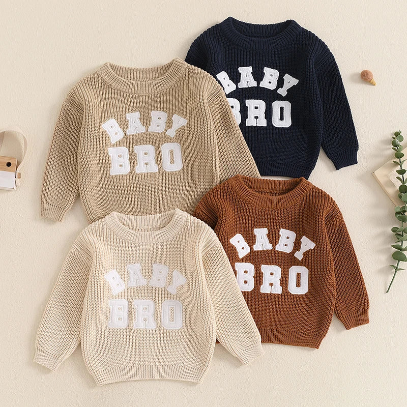 Baby Bro Embroidered Knit Sweater