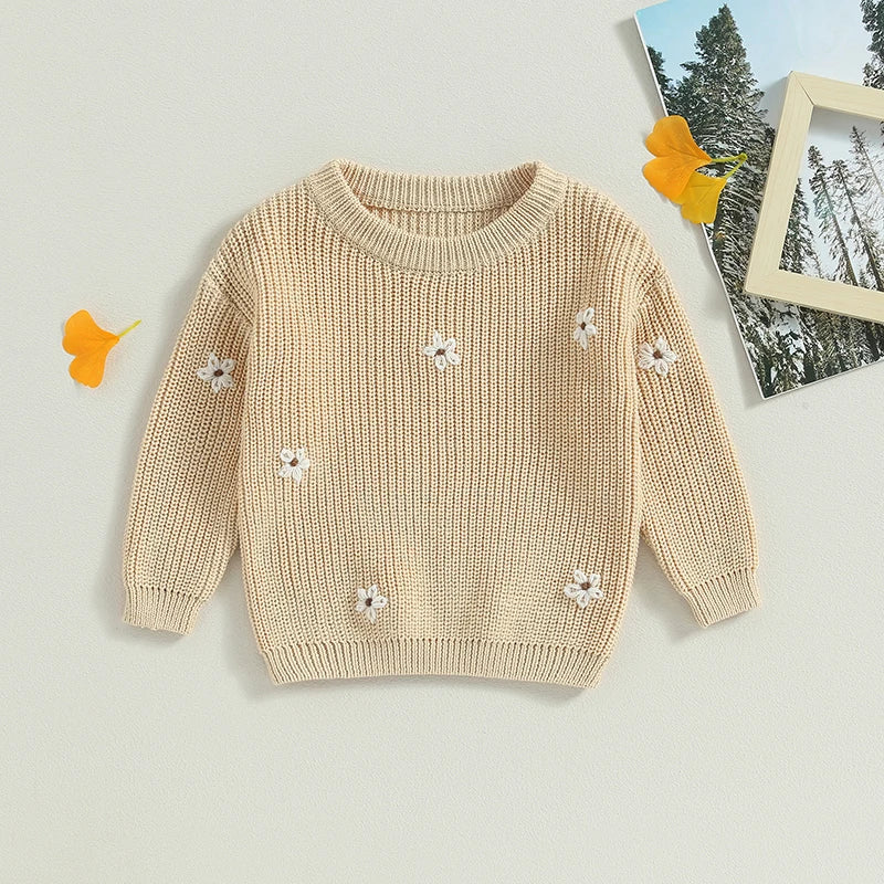 Girls Flower Knit Sweater