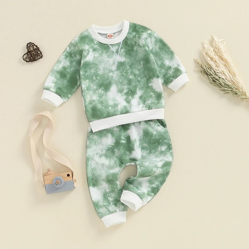 Girls Tie Dye Print Sweatshirt Pant Set