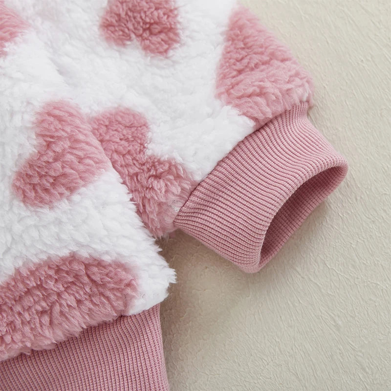 Girls Plush Heart Sweatshirt