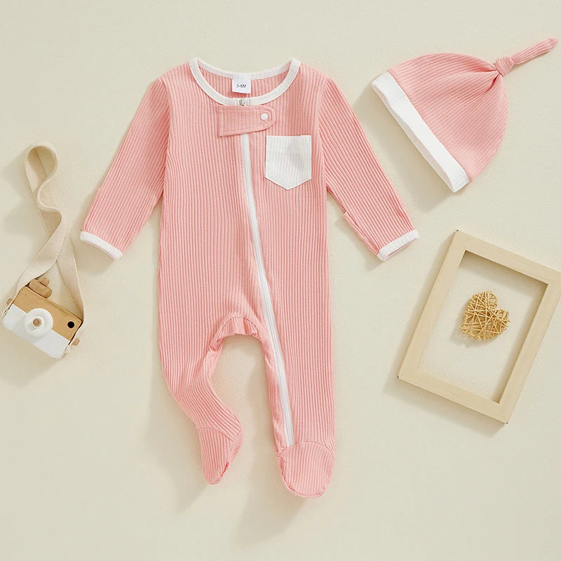 Baby Ribbed Zip Pajamas, Unisex