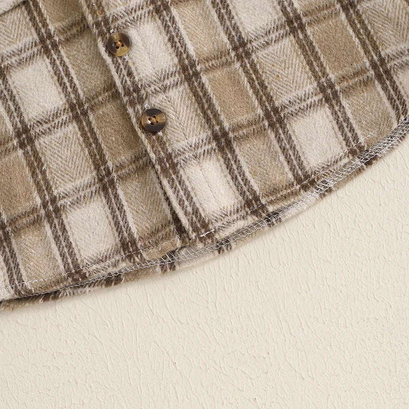 Boys Hooded Plaid Flannel Button Pocket Shirt