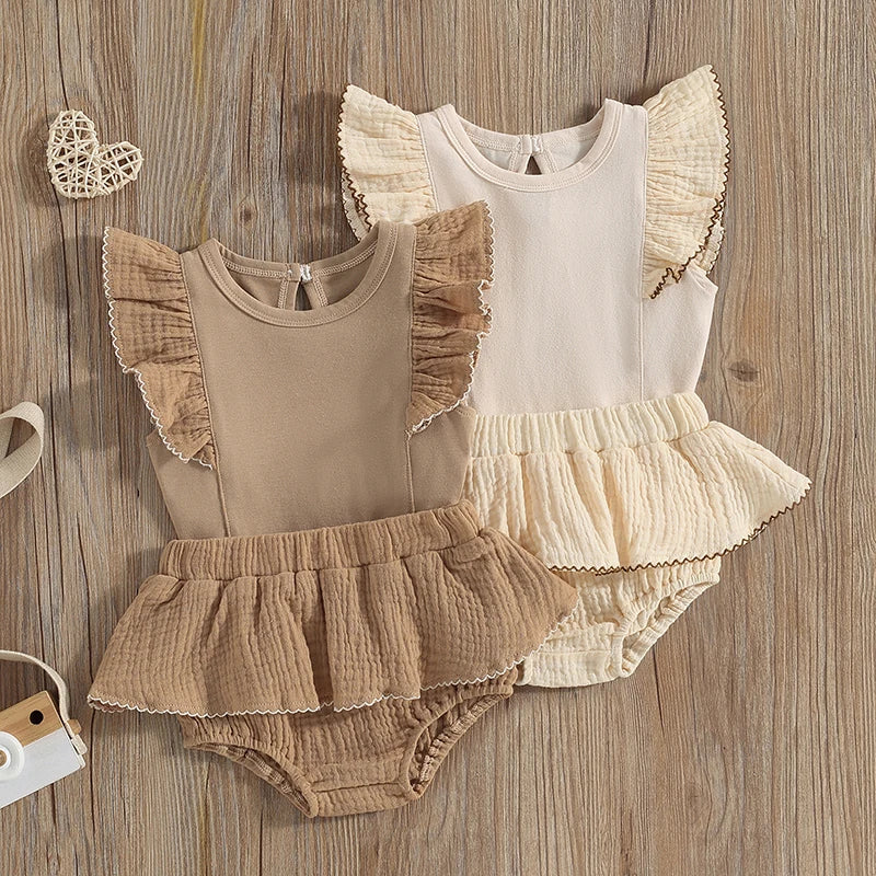 Girls Ruffle Sleeve Top and Bubble Skirt Set
