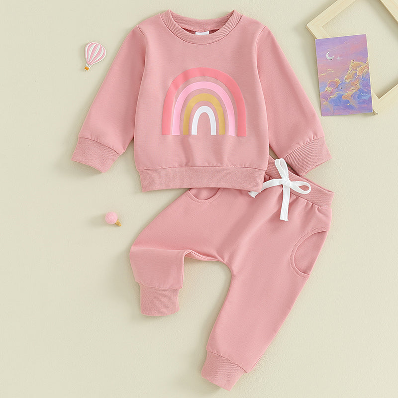 Girls Rainbow Sweatshirt Pant Set