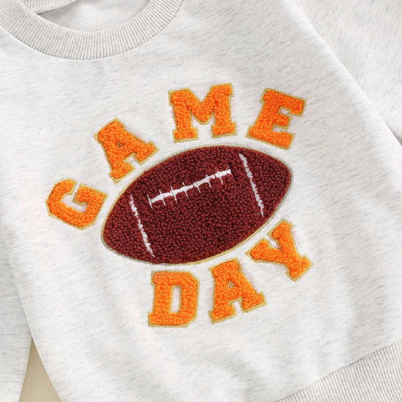 Girls Embroidered Football Top Flared Pants Set