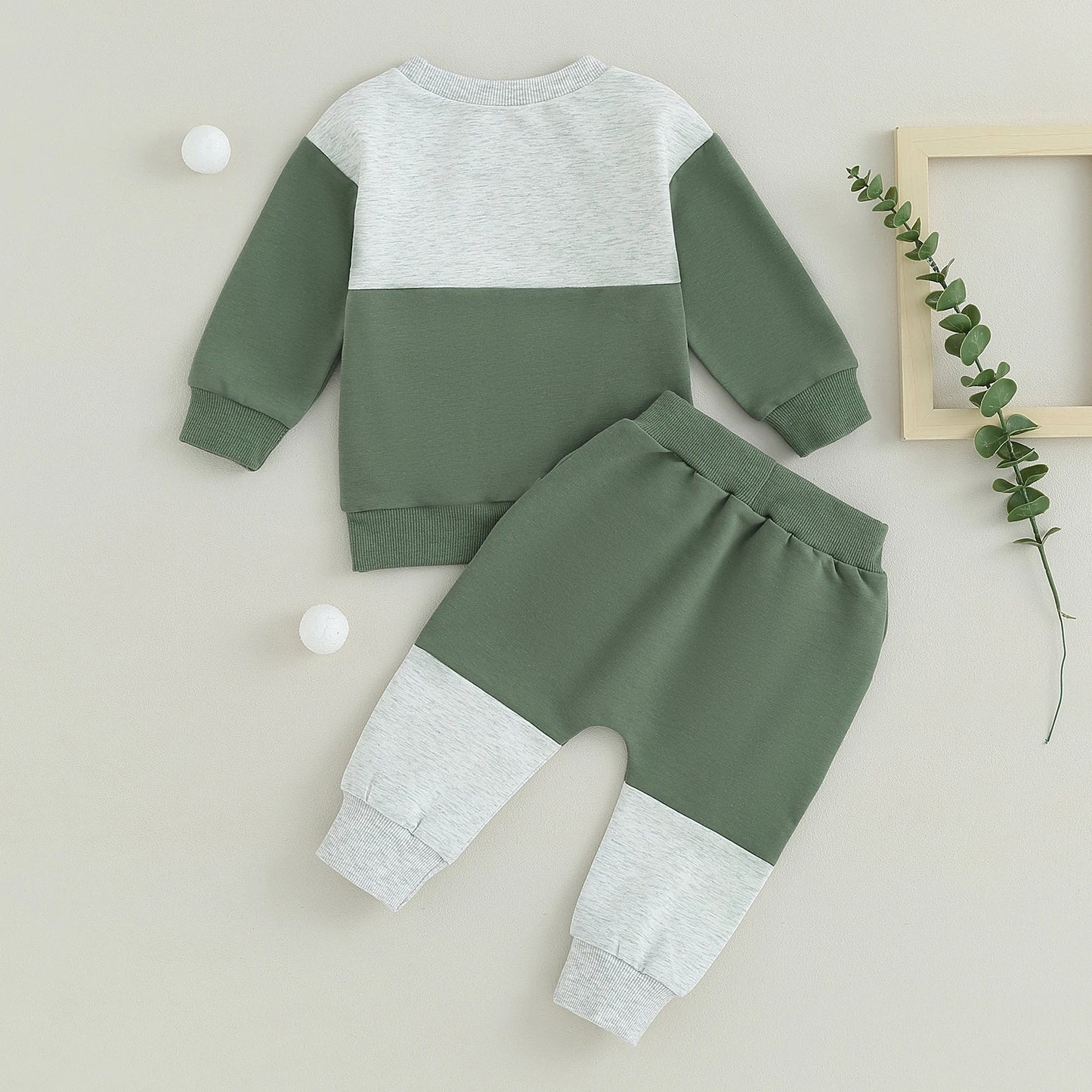 Boys Color Block Sweatshirt Set