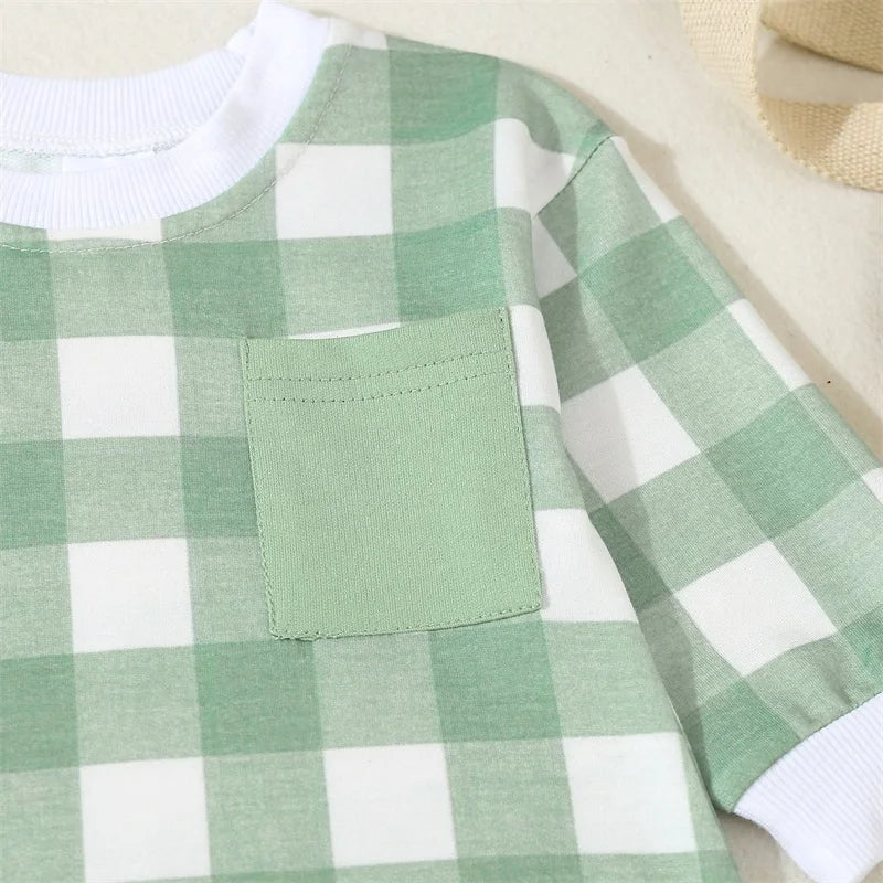 Long Sleeve Plaid Pocket Bubble, Unisex