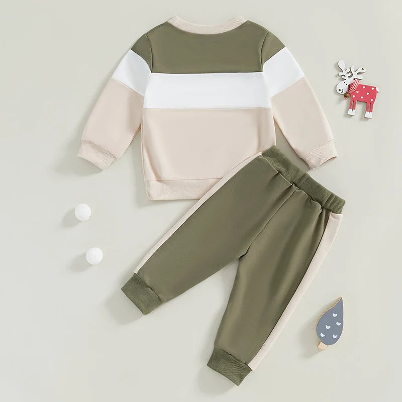 Boys Embroidered Duck/Deer/Fish Sweatshirt Pant Set