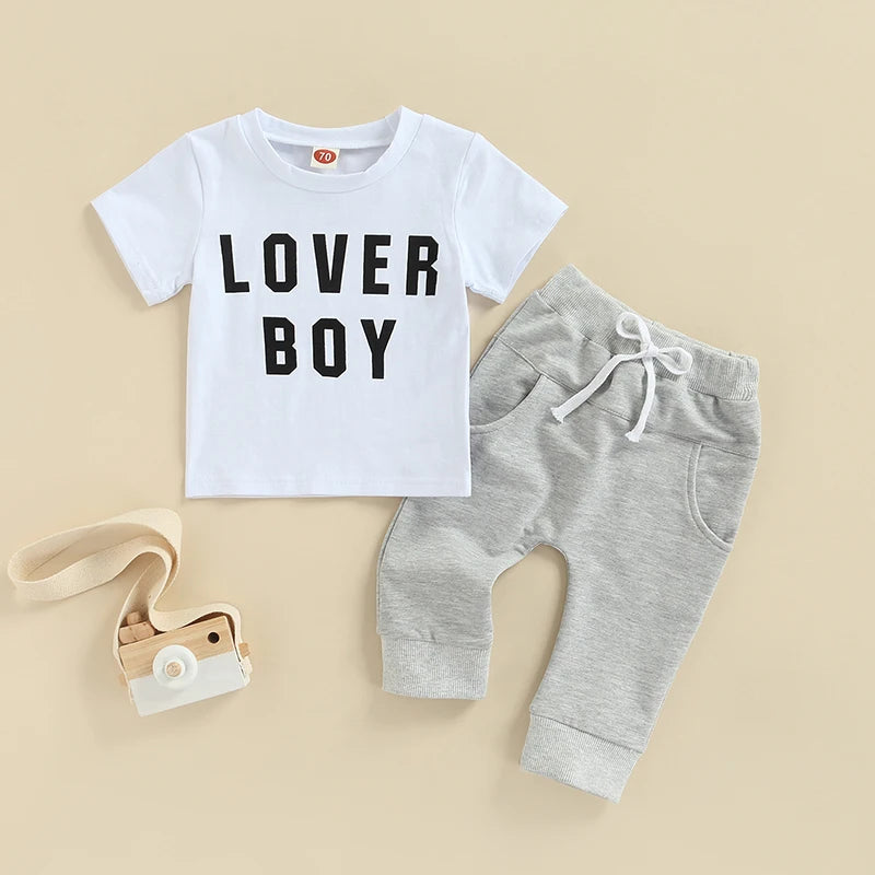 Boys Lover Boy Block Print Jogger Set