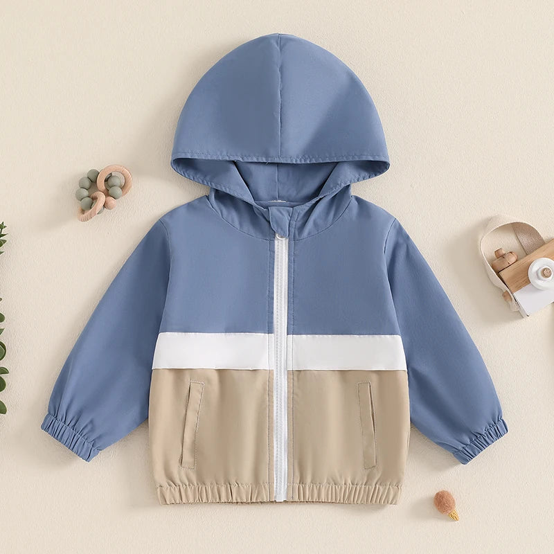 Boys Patchwork Hooded Zip Jacket
