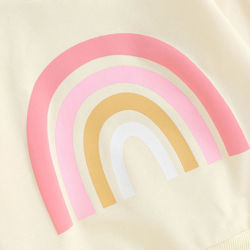 Girls Rainbow Sweatshirt Pant Set